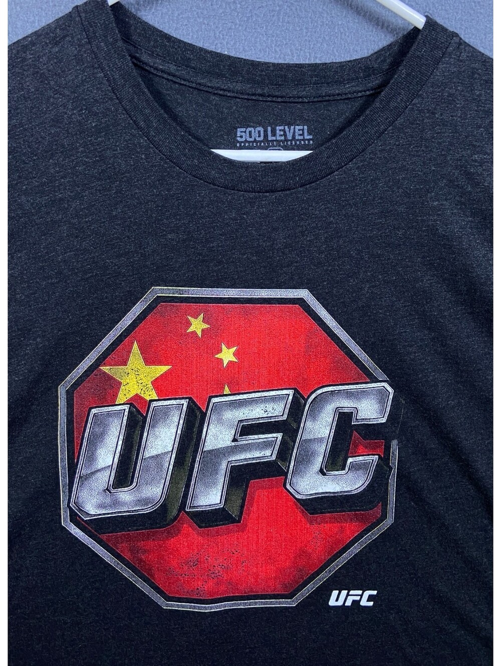 UFC Men Red T-Shirt 500 Level Heather Black China Flag Tri-Blend Song Yadong XXL